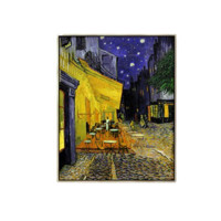 弘舍 文森特·梵高《星空下的咖啡厅》48x60cm 油画布 香槟银实木框