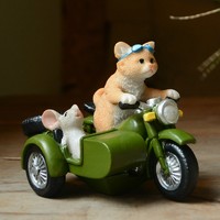 ZHENZIZAI 真自在 创意可爱猫咪摆件 猫鼠骑摩托