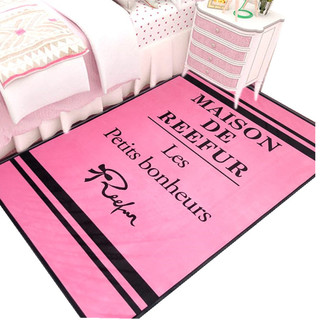 ins客厅茶几地毯卧室满铺床边毯女生房间粉色可爱少女心家用地垫（80*160厘米床边、粉色跳跳棋）