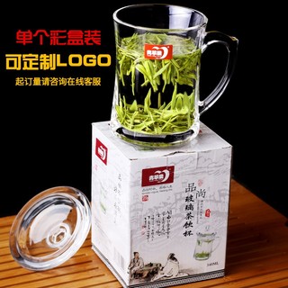 加厚耐热玻璃茶杯 带盖茶饮杯盖杯 带把杯子办公家用喝水杯泡茶杯