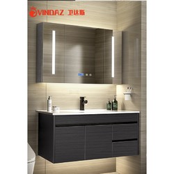 VINDAZ 卫达斯 WDZ-YG01 浴室黑色吊柜 80柜+普通镜柜+面盆龙头