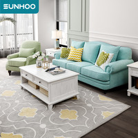 双虎家私美式沙发布艺轻奢乡村客厅直排沙发小户型三人位组合801（组合、801B三人位）