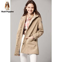 Hush Puppies暇步士女装2021新春中长款卡其色风衣外套|HJ-18103（XS、深蓝-095）