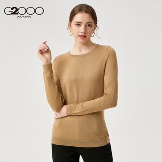 G2000女装套头毛衣 简约纯色打底衫女短款内搭针织衫（155/76A/XS、粉色/20）