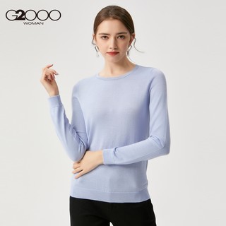 G2000女装套头毛衣 简约纯色打底衫女短款内搭针织衫（155/76A/XS、灰色/92）