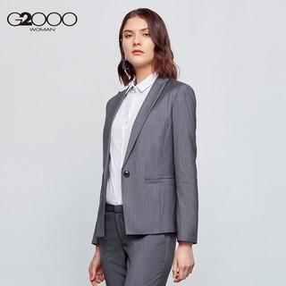 G2000商务休闲西服职场气质 时尚条纹修身一粒扣女装西装（155/XS、深灰/98）