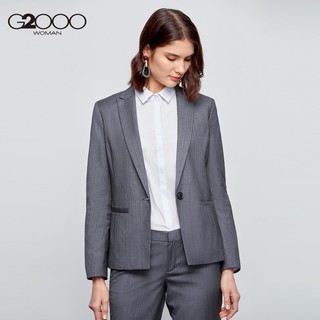 G2000商务休闲西服职场气质 时尚条纹修身一粒扣女装西装（180/XXL、深灰/98）