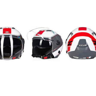 ZEUS 瑞狮 202FB 摩托车头盔 半盔 白红色 L码