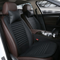 朗森冬季汽车坐垫座套竹炭皮透气女用品小蛮腰免绑四季通用车座垫（竹炭皮蛮腰（马鞍棕））