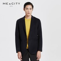 MECITY男装双面羊毛呢纯色修身西装男士商务西服外套