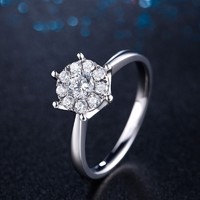 ZLF 周六福 18K金钻石戒指1.5克拉效果群镶钻石