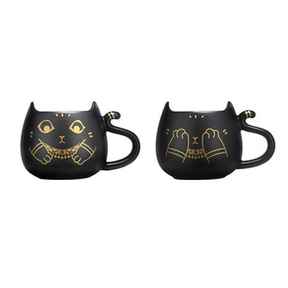 大英博物馆 盖亚·安德森猫系列 陶瓷杯+猫爪勺 8.7*10cm 害羞猫