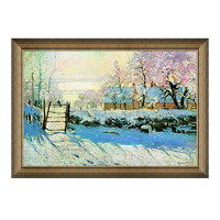 雅昌 克劳德·莫奈 Claude Monet《喜鹊》70x50cm 油画布 典雅栗实木框