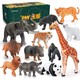 纽奇 Nukied）儿童动物玩具农场仿真软胶模型动物园长颈鹿老虎 动物模型12件套
