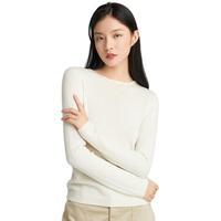 LENGKEORL 凌克 女士圆领毛衣 L324117059 米白 M