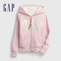 Gap 盖璞 女童LOGO仿羊羔绒连帽衫