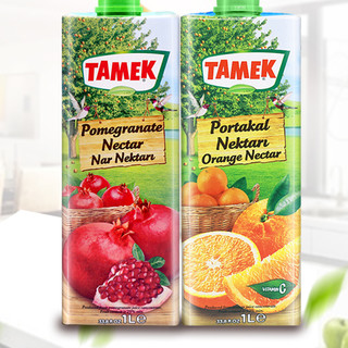 TAMEK 果汁饮料组合装 2口味 1L*2瓶（橙汁+石榴汁）