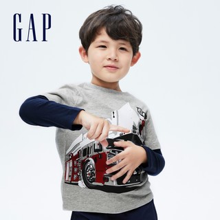 Gap 盖璞 男幼童假两件长袖上衣