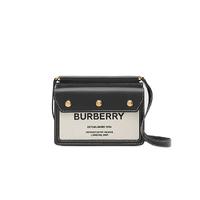 BURBERRY 博柏利 TITLE系列 女士牛皮单肩包 80319011 自然色/黑色 迷你