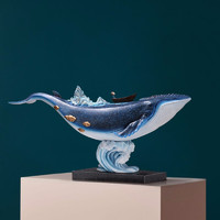PLUS会员：Yazun 雅尊 创意客厅鲸鱼艺术摆件 54*20*26cm