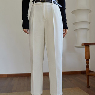 DUSHU 独束 女士休闲长裤 21DS3292 常规款 白色 XL