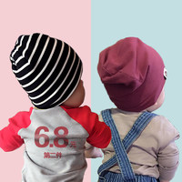 婴儿帽子秋冬季纯棉新生儿套头帽宝宝男童网红儿童婴幼儿可爱超萌（M【建议6-48个月宝宝】、0-48个月、黑白条纹）