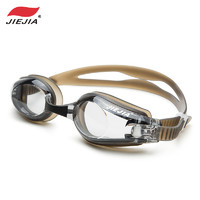 捷佳泳镜男女成人通用平光高清防雾防水舒适专业运动游泳眼镜装备（J2660-1黑棕色）