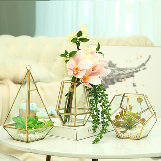 欧式风灯玻璃罩几何透明玻璃花房家居摆件悬挂微景观文艺玻璃花瓶
