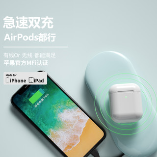 MIPOW苹果MFi认证自带线PD快充无线充电宝超薄小巧便携移动电源大容量（白）