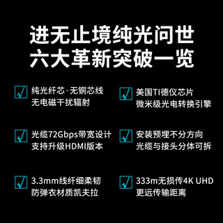 开博尔4K纯光纤hdmi线可升级8K版可拆卸hdmi高清线10米连接线dvi连接线顺丰包邮（纯光纤DP线（1.2版）、50米）