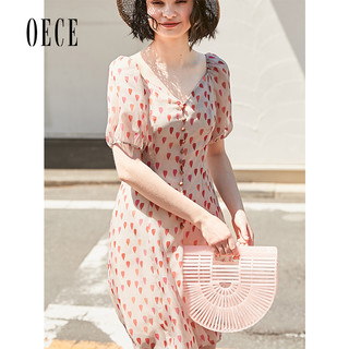 Oece春夏新款女装 法国小众桔梗裙超仙女连衣裙甜美流行裙子（S、浅咖）