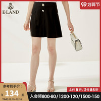 ELAND衣恋夏季气质仙女黑色显瘦小个子黑色包臀短裙半身裙A字裙（165/M、黑色Black/19）