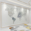 北欧手绘抽象艺术世界地图客厅电视背景墙纸沙发无缝壁纸壁画墙布（欧式16D水晶雕刻工艺）