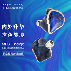 Unique Melody UM MEST Indigo双振骨传导四静电四动铁音乐有线耳机 蓝色 公模3.5mm插头