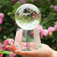 禅意阁 玻璃球水晶球摆件透明圆球梦幻粉黄实用女生生日结婚礼物