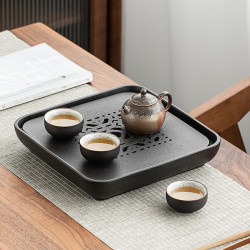 金镶玉 茶盘陶瓷储水干泡茶台方形简约中式 功夫茶具托盘简用茶海