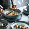 舍里高档哑光蓝陶瓷餐具套装家用碗盘碟勺筷餐具套装西餐盘菜盘碗（哑光蓝10人食（41件套））