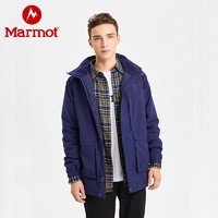 Marmot/土拨鼠秋冬新款户外防风防水透气保暖男式棉服（L、曜石黑001）