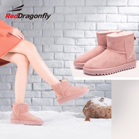红蜻蜓雪地靴女秋冬新款时尚水钻休闲短筒保暖棉靴面包鞋棉鞋