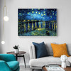 梵高世界客厅装饰画星空现代简约餐厅墙画星空罗纳河上的星夜油画