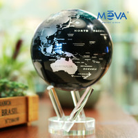 美国mova光能自转地球仪磁悬浮永动仪创意礼品办公室客厅装饰摆件（银黑英文8英寸（光能自转））