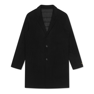GXG男装2019冬季热卖撞色刺绣黑色长款双面呢大衣含羽绒内胆保暖
