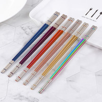 304不锈钢筷子家用防滑耐高温防霉高档一人一筷儿童公筷商用快子（一双筷子长款【紫色】）