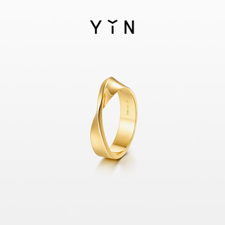 YIN隐「隐」系列莫比乌斯环5.0素金戒指 18K金情侣对戒男款可刻字（白金、11号）