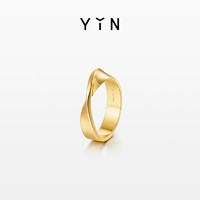 YIN隐「隐」系列莫比乌斯环5.0素金戒指 18K金情侣对戒男款可刻字（暖金、16号）