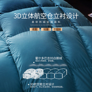 格兰贝恩羽绒被95白鹅绒被100支被子被芯春秋被加厚冬被保暖（200X230cm、100支松石绿(春秋暖气款)）