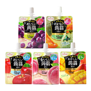 日本原装进口tarami零食蒟蒻魔芋果汁果冻低卡苹果葡萄白桃6个装（进口低卡 白桃味3个+苹果味3个）