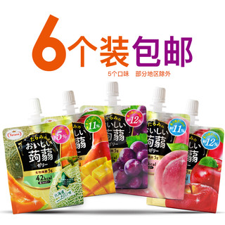 日本原装进口tarami零食蒟蒻魔芋果汁果冻低卡苹果葡萄白桃6个装（进口低卡 苹果味3个+芒果味3个）