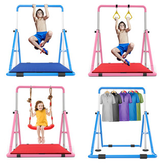 儿童单杠引体向上器家用秋千架健身器材家庭运动室内小孩增高单杆（加高款蓝色单杠+吊环（高度1.6米-2.1米可调节）送跳绳）