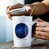 杯子家用简约星座马克杯ins风咖啡陶瓷杯带盖勺大容量办公室水杯（哑光白星座杯（双鱼座））